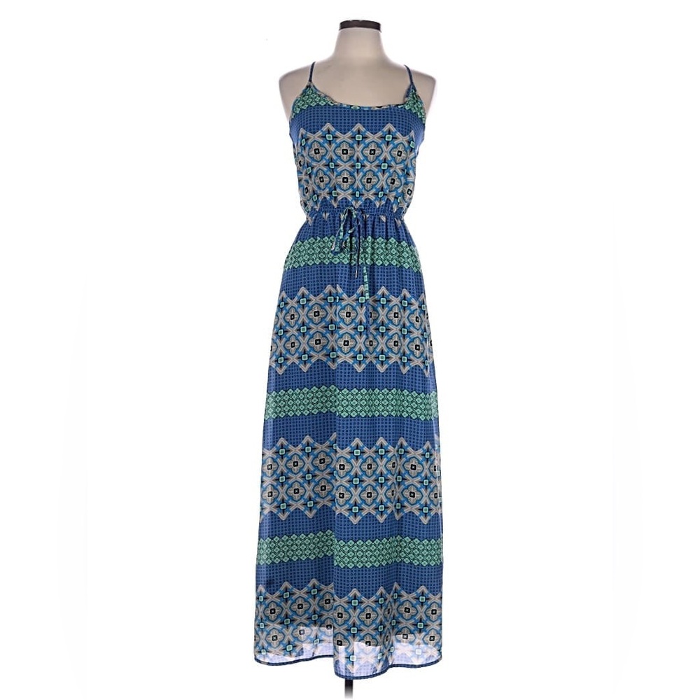 Banana Republic Geometric Blue and Green Maxi Dress